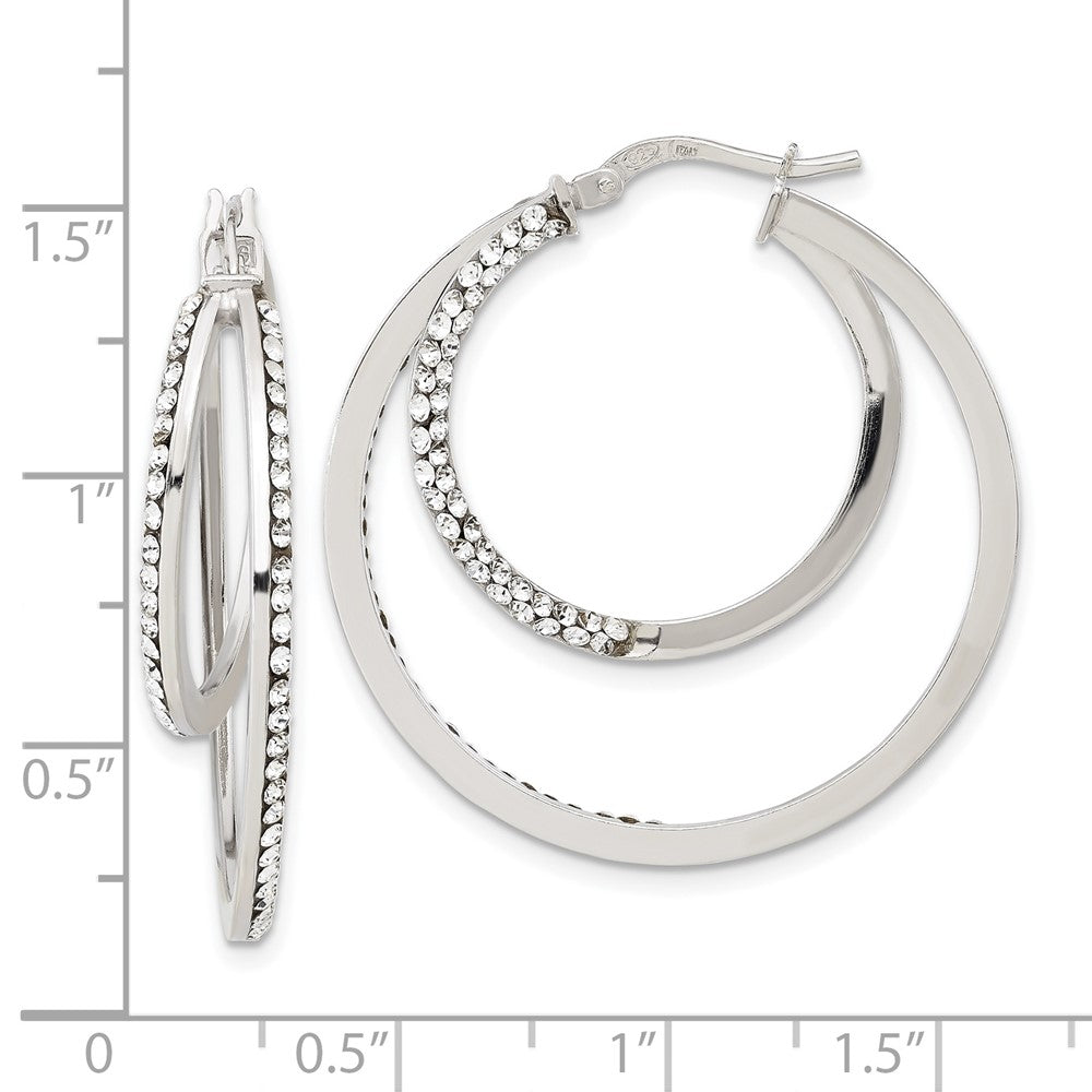 Sterlingsilber Stellux Kristall Doppelt Rund Creolen