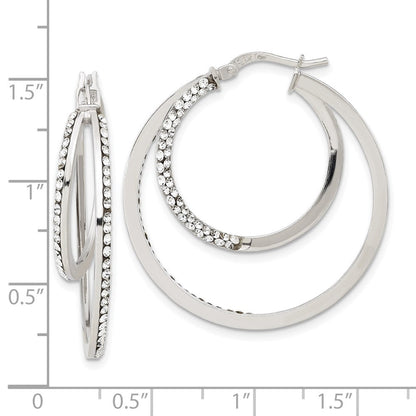 Sterlingsilber Stellux Kristall Doppelt Rund Creolen