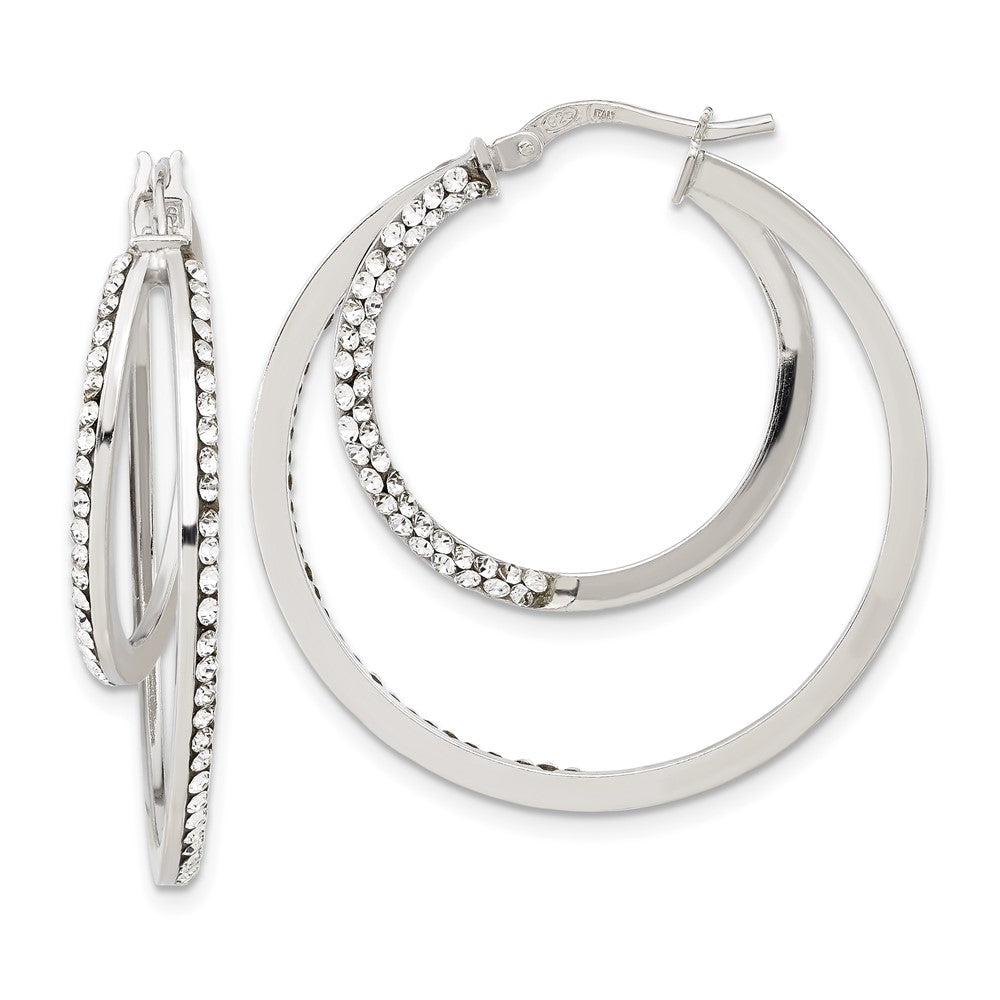 Sterlingsilber Stellux Kristall Doppelt Rund Creolen