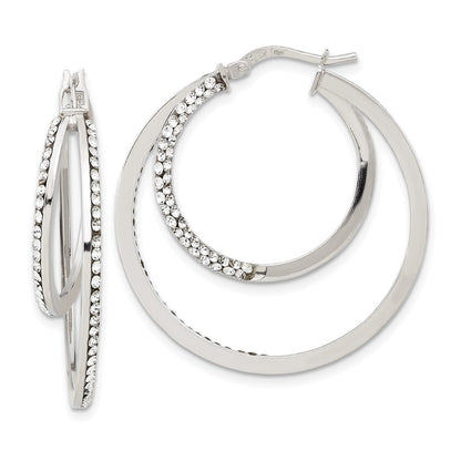 Sterlingsilber Stellux Kristall Doppelt Rund Creolen