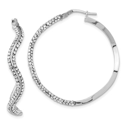 Sterlingsilber Stellux Kristall Gewellt Rund Creolen