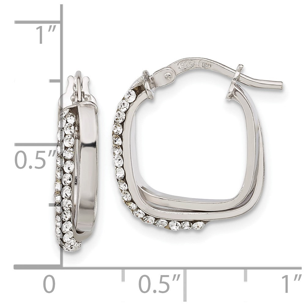 Sterlingsilber Stellux Kristall Quadratisch Creolen