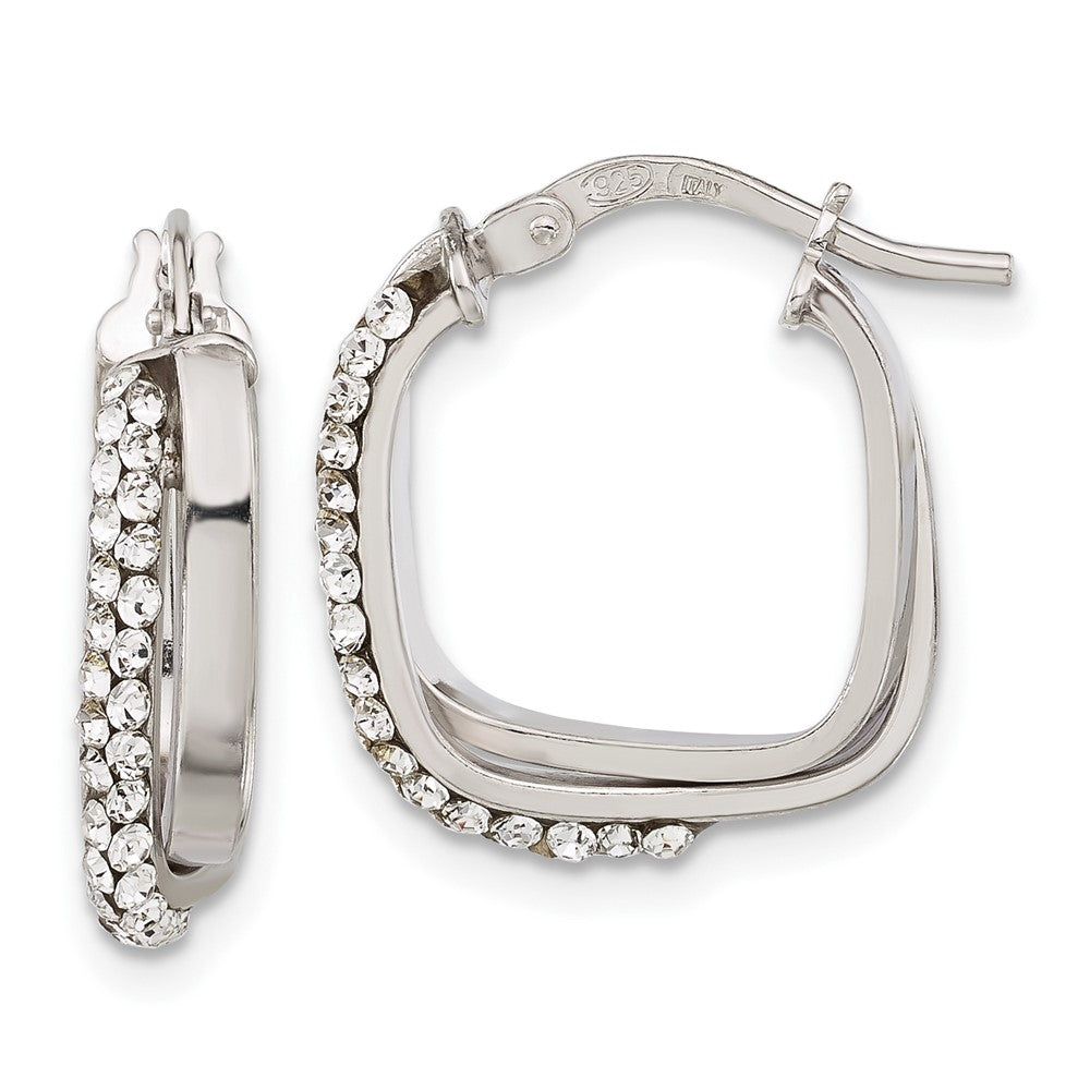 Sterlingsilber Stellux Kristall Quadratisch Creolen