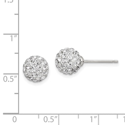 Sterlingsilber Rhodiniert Stecker 8mm Weiß Czech Kristall Ohrringe