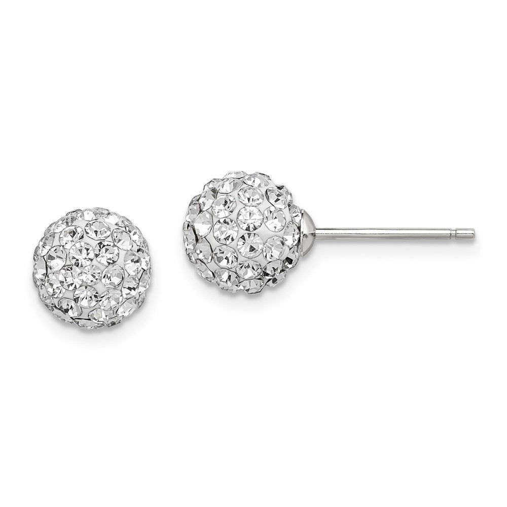 Sterlingsilber Rhodiniert Stecker 8mm Weiß Czech Kristall Ohrringe