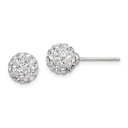 Sterlingsilber Rhodiniert Stecker 8mm Weiß Czech Kristall Ohrringe