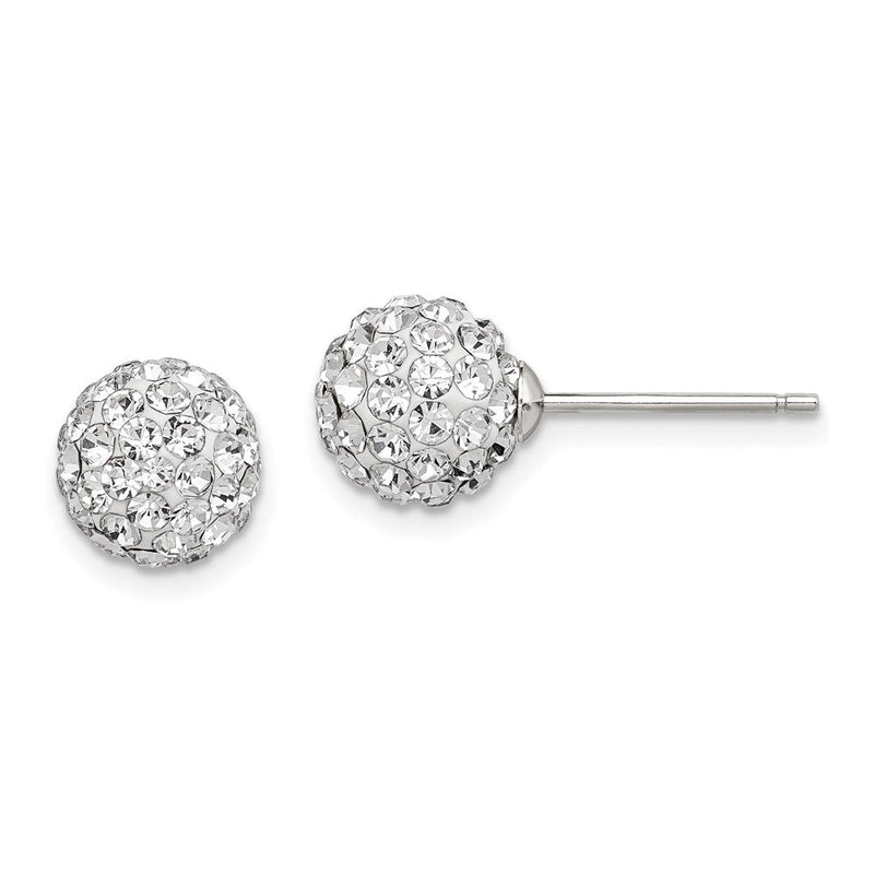 Sterlingsilber Rhodiniert Stecker 8mm Weiß Czech Kristall Ohrringe
