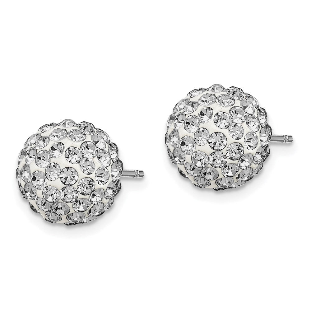 Sterlingsilber Rhodiniert 10mm Weiß Czech Kristall Ohrstecker