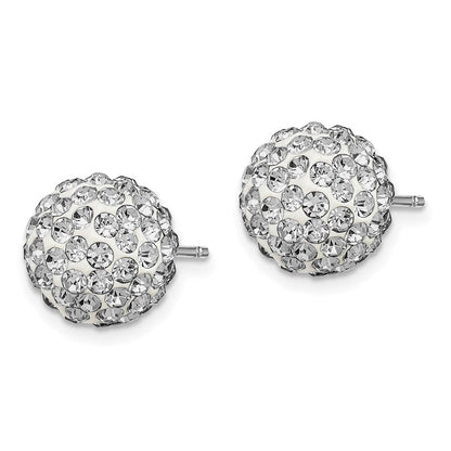 Sterlingsilber Rhodiniert 10mm Weiß Czech Kristall Ohrstecker