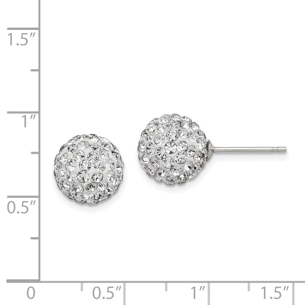 Sterlingsilber Rhodiniert 10mm Weiß Czech Kristall Ohrstecker