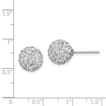 Sterlingsilber Rhodiniert 10mm Weiß Czech Kristall Ohrstecker