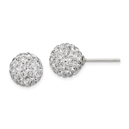 Sterlingsilber Rhodiniert 10mm Weiß Czech Kristall Ohrstecker