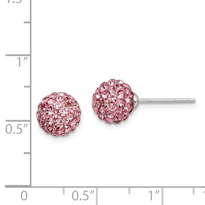 Sterlingsilber Rhodiniert 8mm Rosa Czech Kristall Ohrstecker