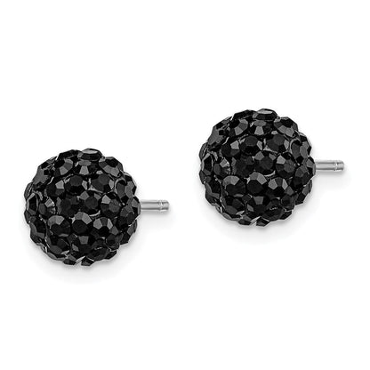 Sterlingsilber Rhodiniert 8mm Schwarz Czech Kristall Ohrstecker