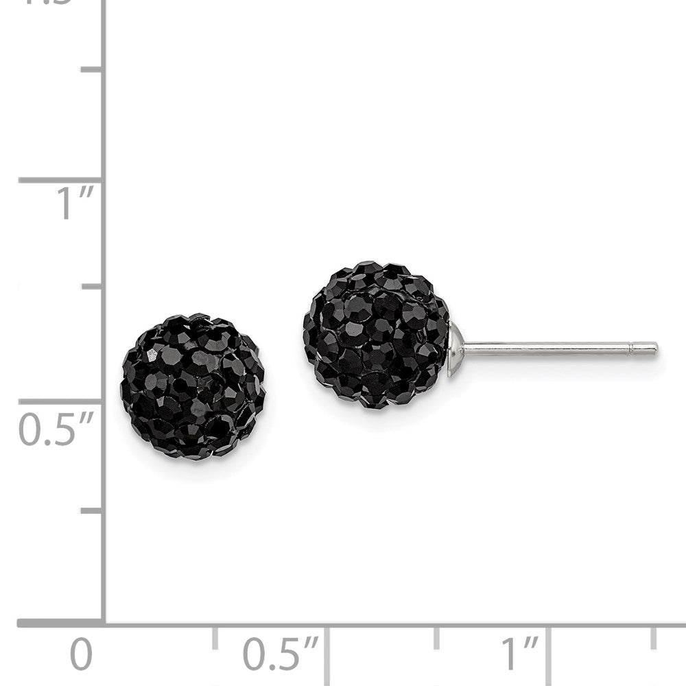 Sterlingsilber Rhodiniert 8mm Schwarz Czech Kristall Ohrstecker