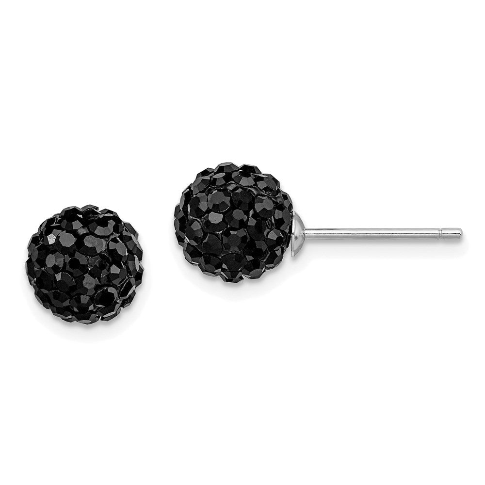 Sterlingsilber Rhodiniert 8mm Schwarz Czech Kristall Ohrstecker