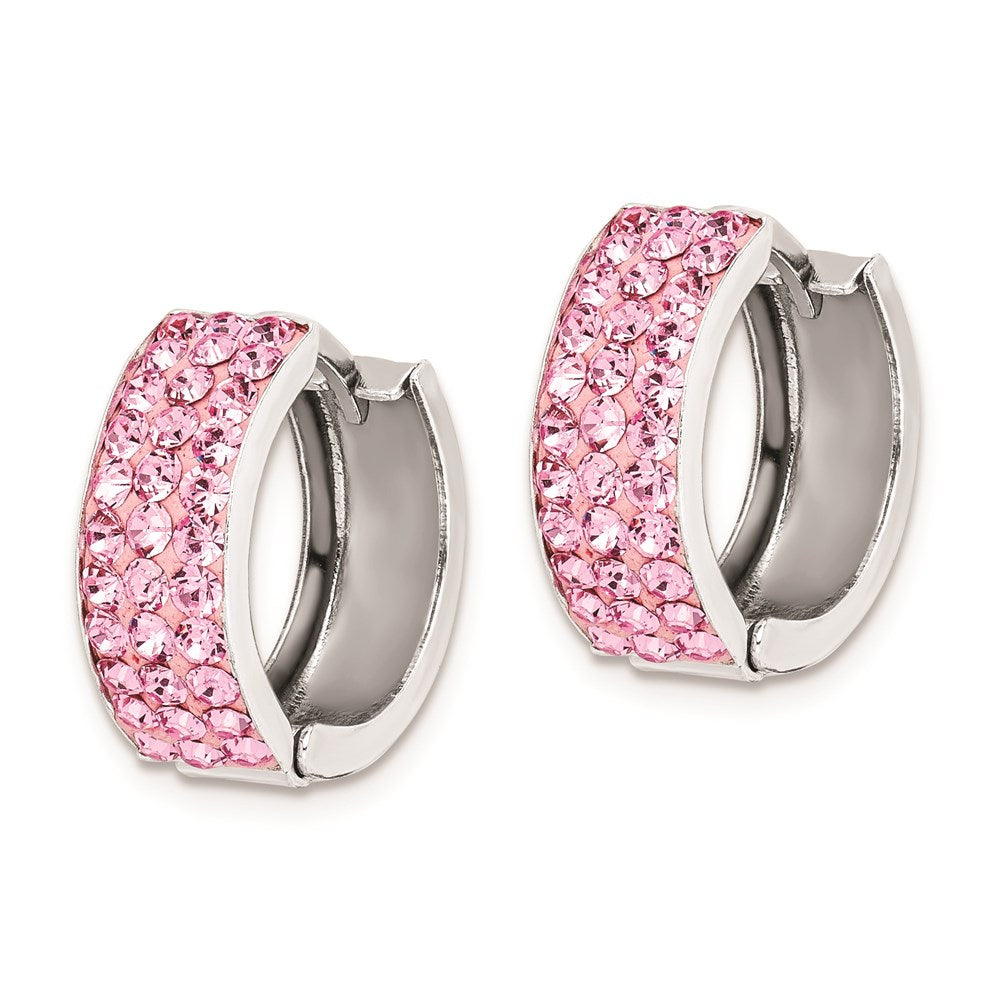 Sterlingsilber Rhodiniert Rosa Preciosa Kristall Klappbar Creolen