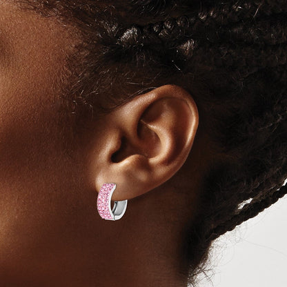 Sterlingsilber Rhodiniert Rosa Preciosa Kristall Klappbar Creolen