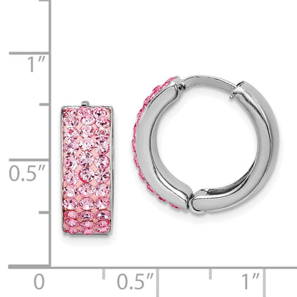 Sterlingsilber Rhodiniert Rosa Preciosa Kristall Klappbar Creolen