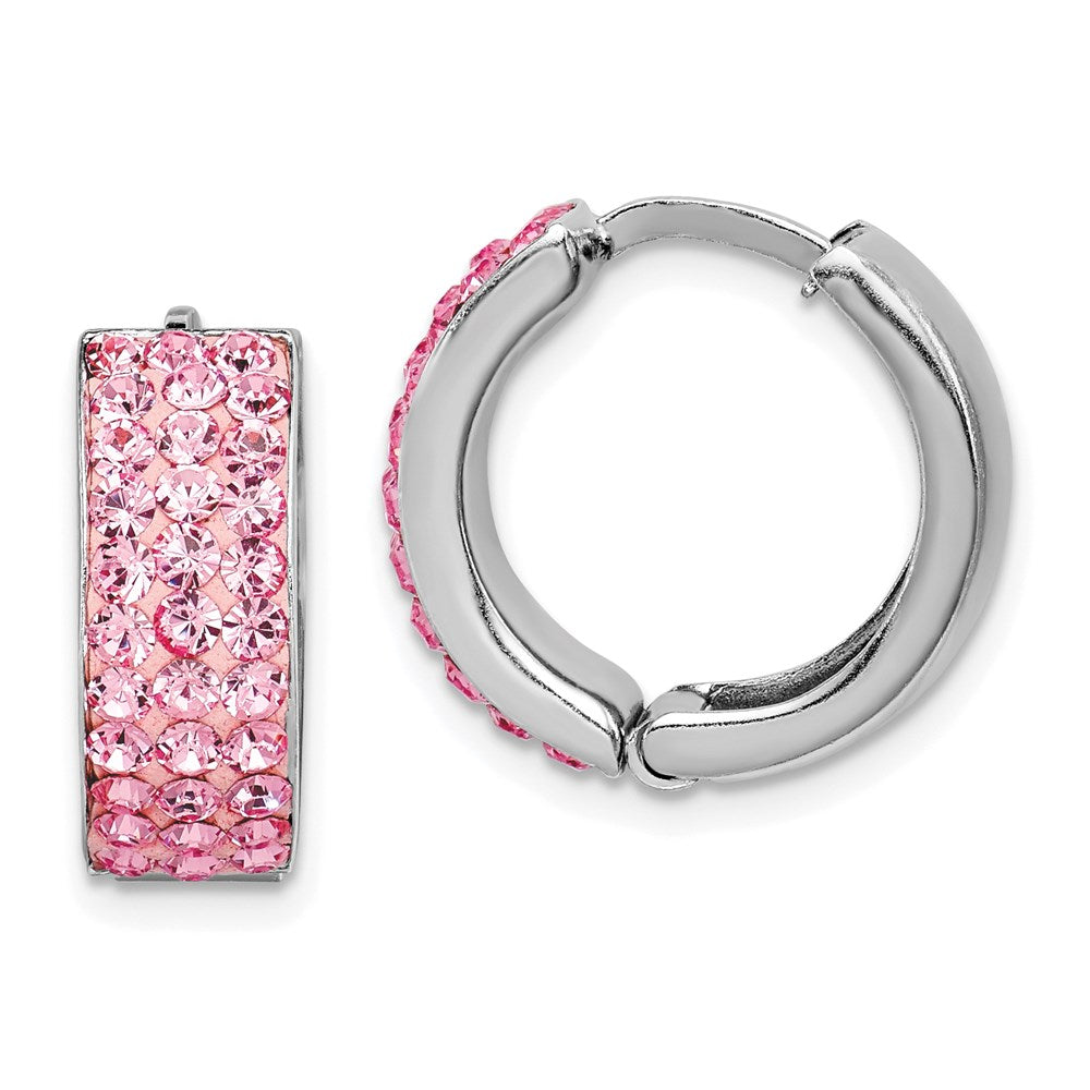 Sterlingsilber Rhodiniert Rosa Preciosa Kristall Klappbar Creolen