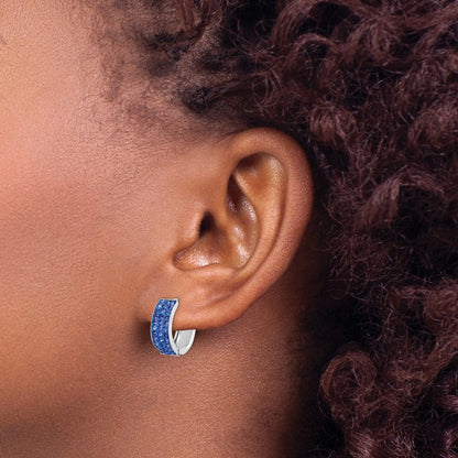 Sterlingsilber Rhodiniert Blau Preciosa Kristall Klappbar Creolen