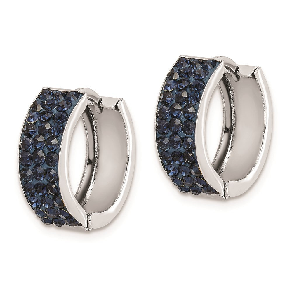 Sterlingsilber Rhodiniert Navy Preciosa Kristall Klappbar Creolen