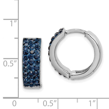 Sterlingsilber Rhodiniert Navy Preciosa Kristall Klappbar Creolen