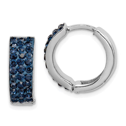 Sterlingsilber Rhodiniert Navy Preciosa Kristall Klappbar Creolen