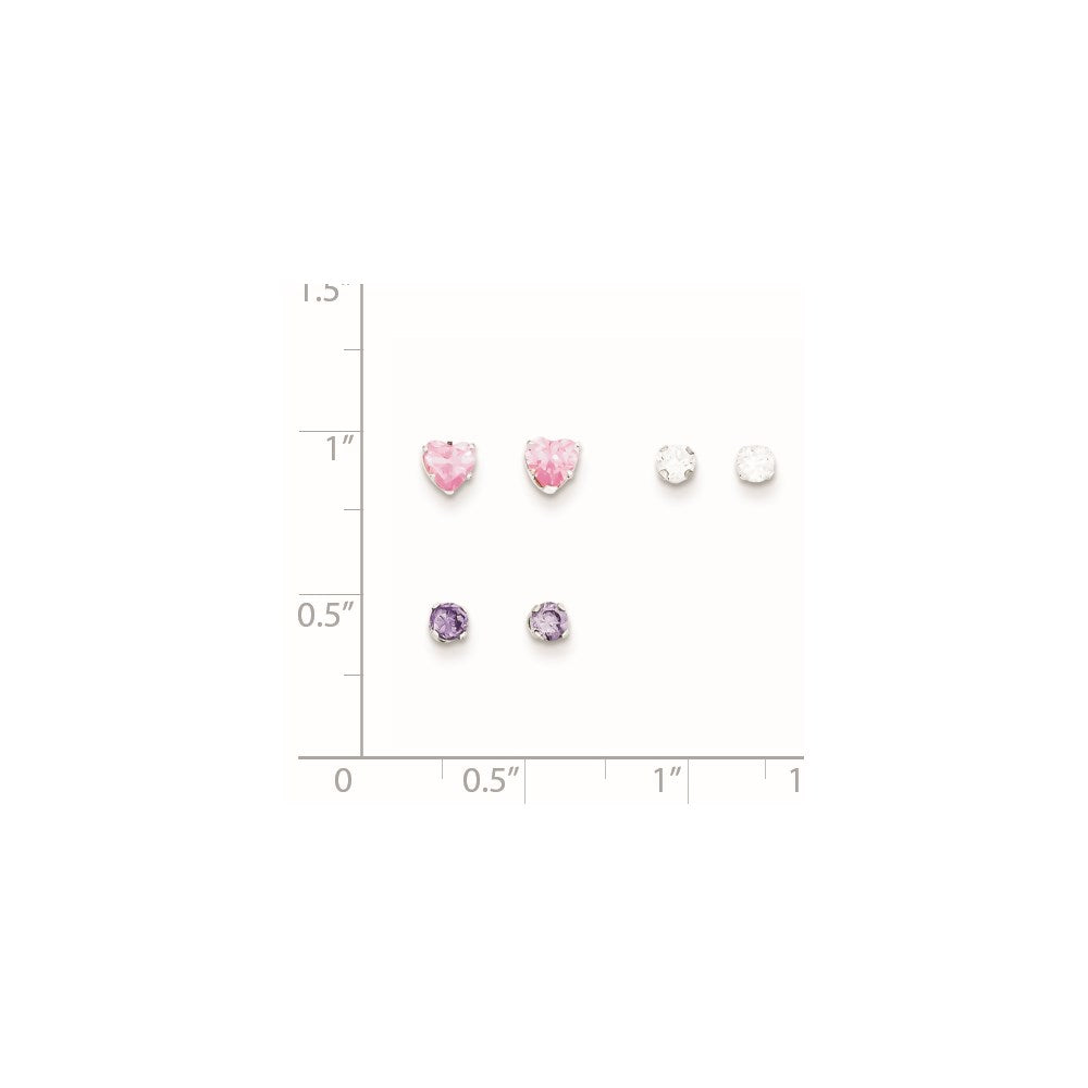 Sterlingsilber 3 Stück Stellux Crystalpost Earringset