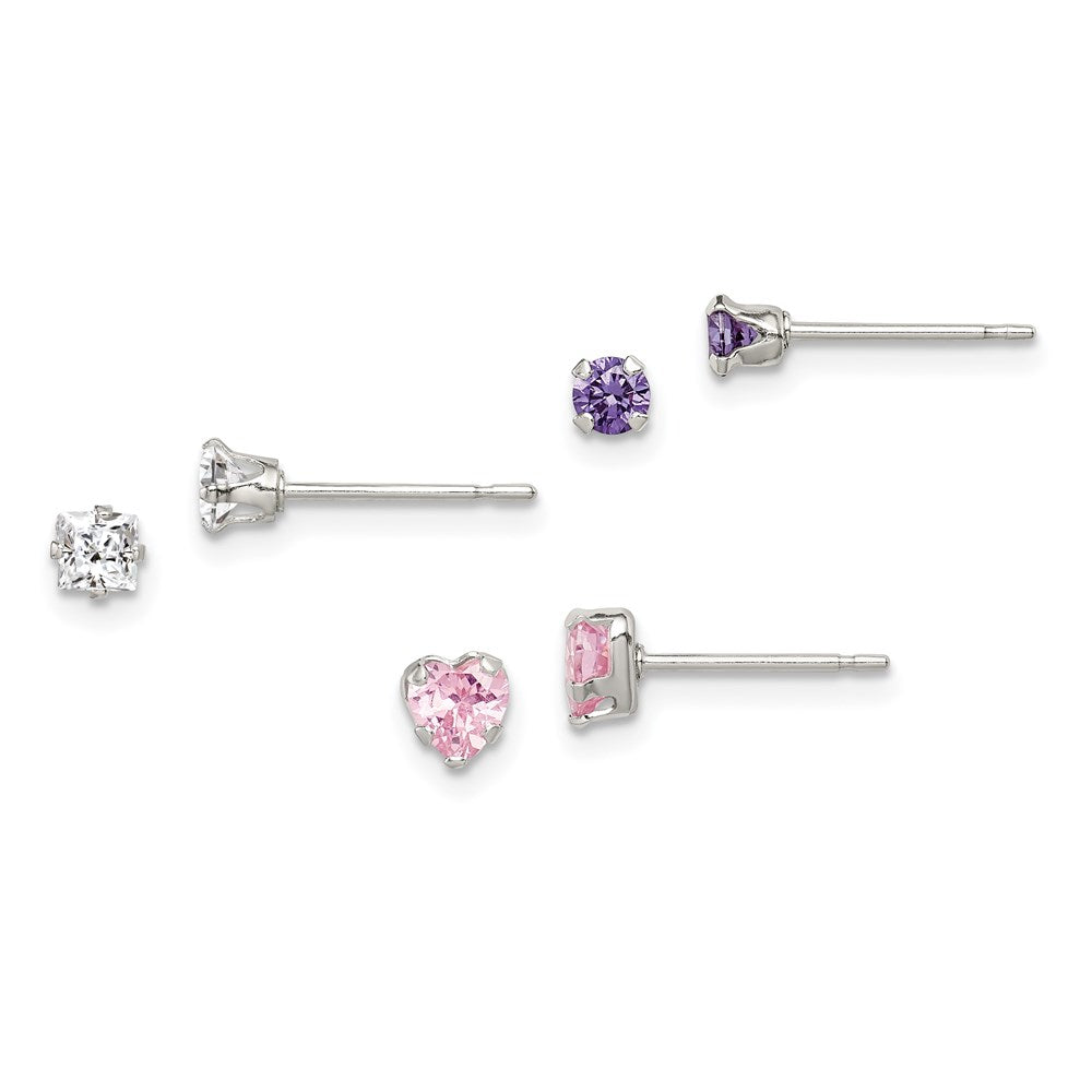 Sterlingsilber 3 Stück Stellux Crystalpost Earringset