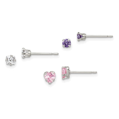 Sterlingsilber 3 Stück Stellux Crystalpost Earringset