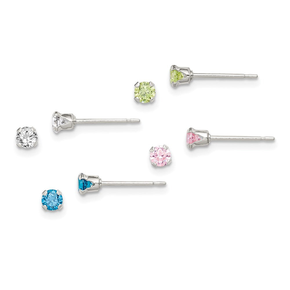 Sterlingsilber 4pc Stecker Stellux Kristall Ohrring Set