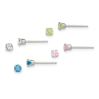Sterlingsilber 4pc Stecker Stellux Kristall Ohrring Set