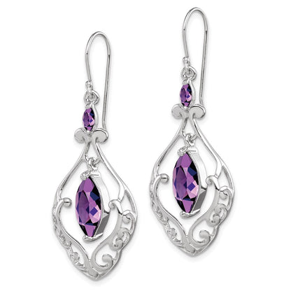 Sterlingsilber Rhodiniert Amethyst Fantasie Ohrhänger