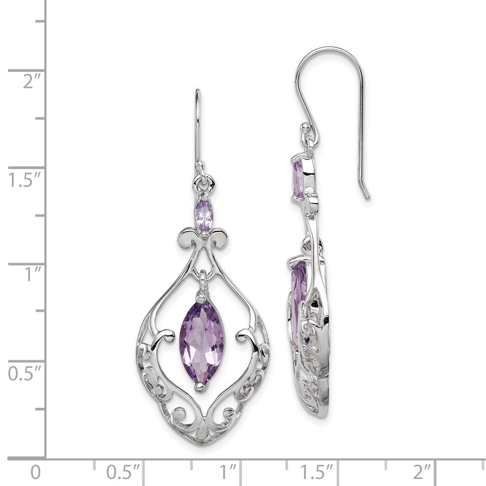 Sterlingsilber Rhodiniert Amethyst Fantasie Ohrhänger