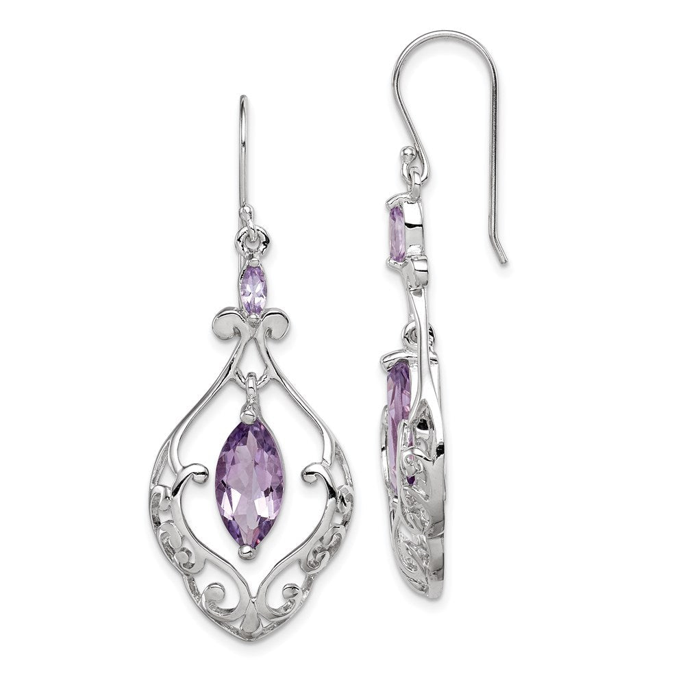 Sterlingsilber Rhodiniert Amethyst Fantasie Ohrhänger