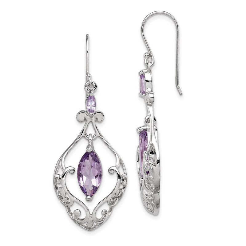 Sterlingsilber Rhodiniert Amethyst Fantasie Ohrhänger