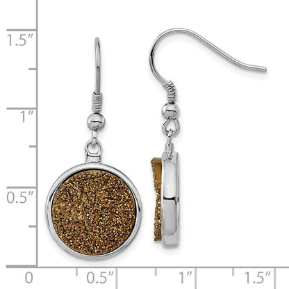 Sterlingsilber und Gelb Druzy Kreis Hirte Haken Ohrhänger