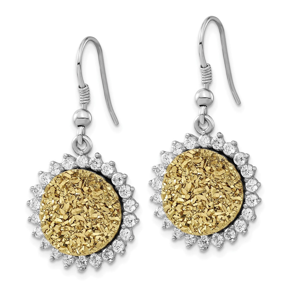 Sterlingsilber Gelb Druzy & Zirkonia Kreis Hirte Haken Ohrhänger