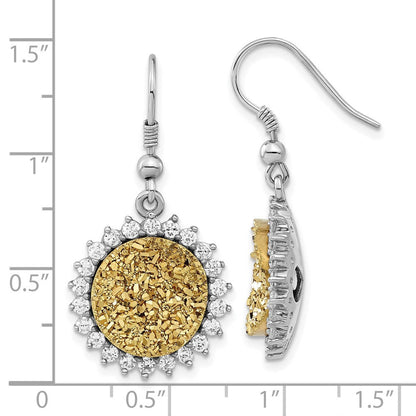 Sterlingsilber Gelb Druzy & Zirkonia Kreis Hirte Haken Ohrhänger