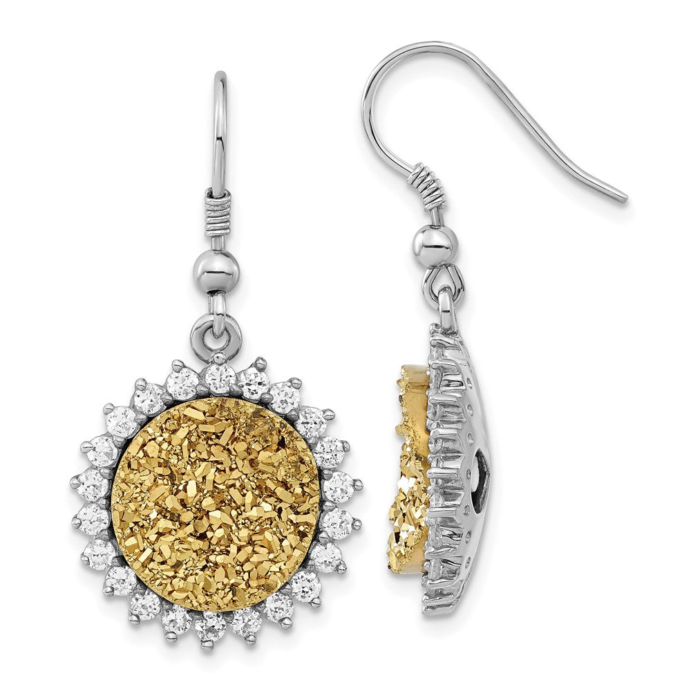 Sterlingsilber Gelb Druzy & Zirkonia Kreis Hirte Haken Ohrhänger