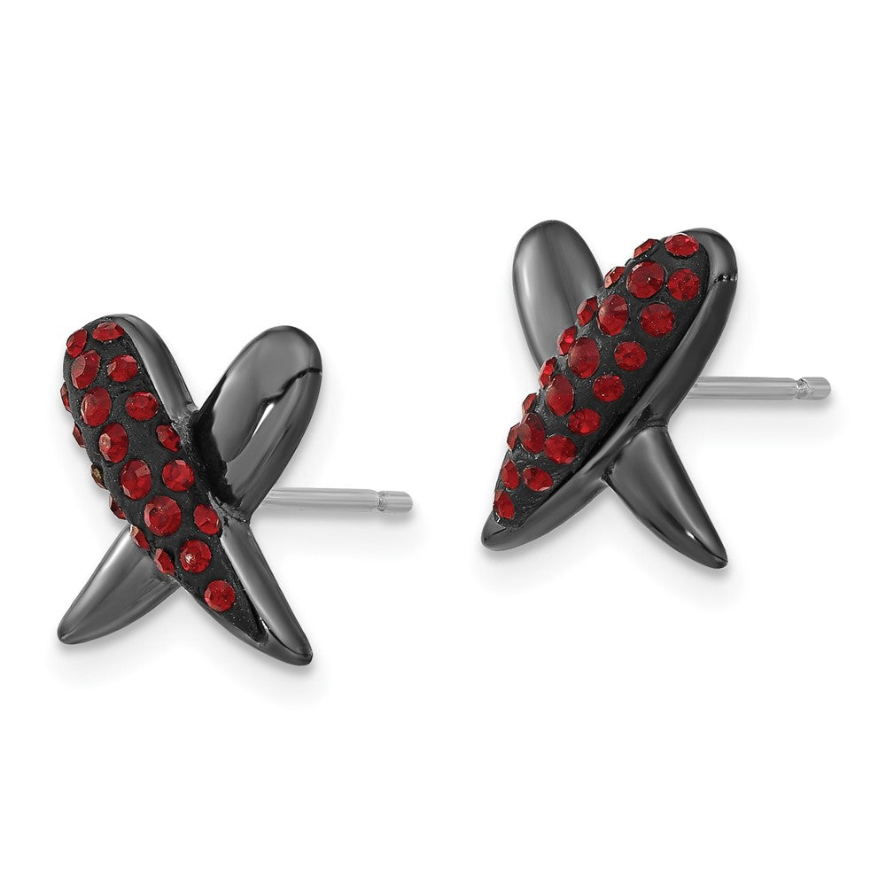 Sterlingsilber Schwarz Keramik Rot Swarovski Kristall X Ohrstecker
