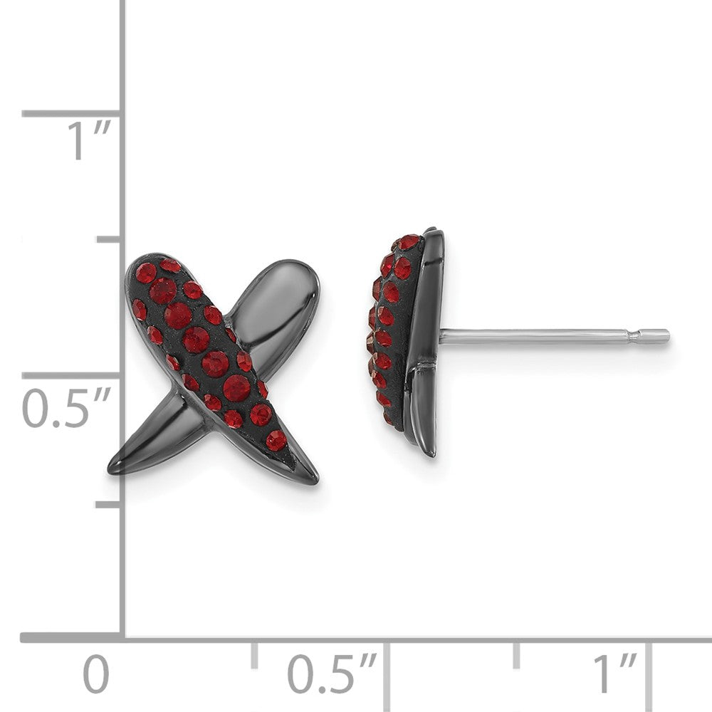 Sterlingsilber Schwarz Keramik Rot Swarovski Kristall X Ohrstecker