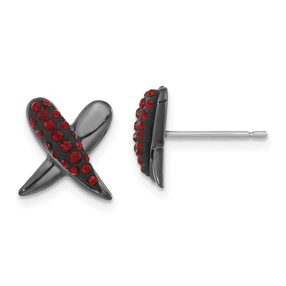 Sterlingsilber Schwarz Keramik Rot Swarovski Kristall X Ohrstecker