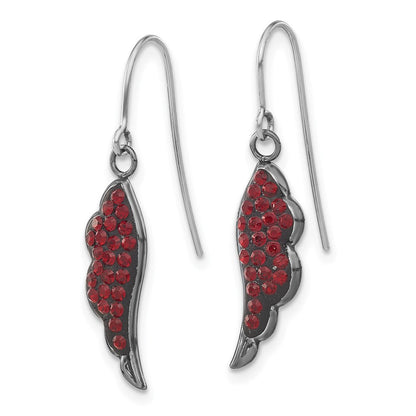 Sterlingsilber Schwarz Keramik Rot Swarovski Kristall Flügel Ohrhänger