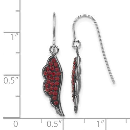 Sterlingsilber Schwarz Keramik Rot Swarovski Kristall Flügel Ohrhänger