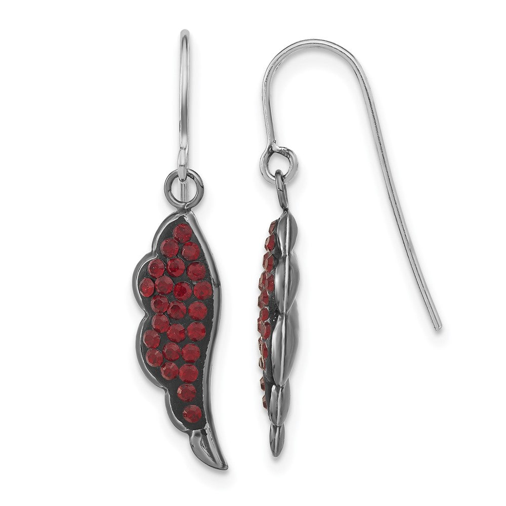 Sterlingsilber Schwarz Keramik Rot Swarovski Kristall Flügel Ohrhänger