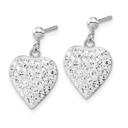Sterlingsilber Rhodiniert Zirkonia Herz Stecker Ohrhänger