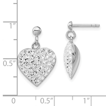 Sterlingsilber Rhodiniert Zirkonia Herz Stecker Ohrhänger