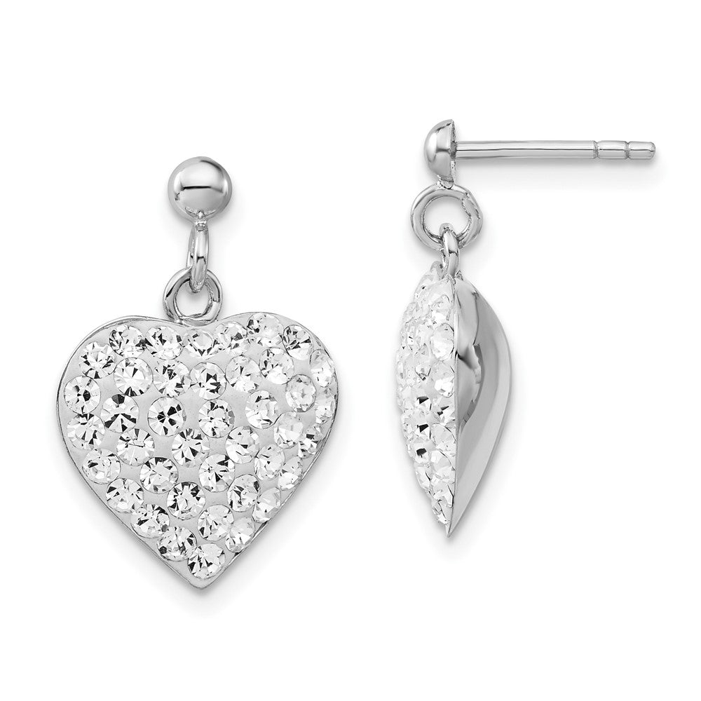 Sterlingsilber Rhodiniert Zirkonia Herz Stecker Ohrhänger